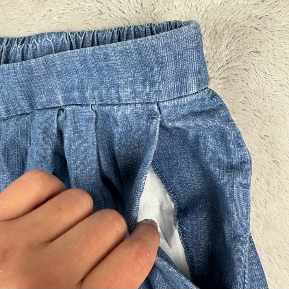 J. Crew Women Wide-Leg‎ Cropped Chambray Pants Pull On Coastal BeachyNautical 6P - Picture 8 of 11